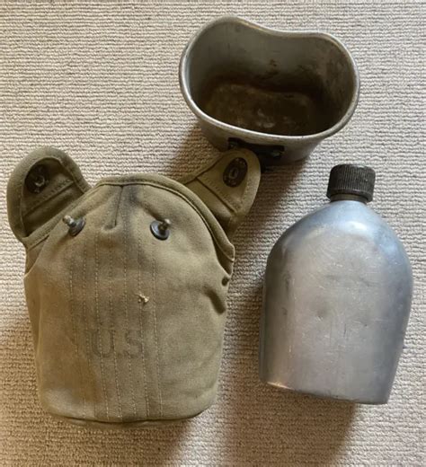 Ww2 Us Army Original M1910 Canteen Water Bottle And Cup With Canvas