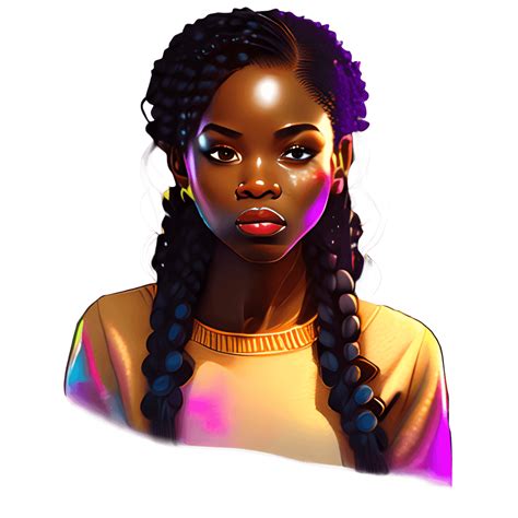 Beautiful Nigerian Girl With Braided Hair Realistic Face · Creative Fabrica