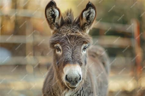 Premium Photo | Portrait of a funny looking Cute fluffy donkey