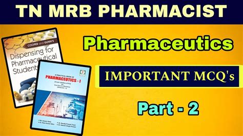 Pharmaceutics Mcq With Answers Part Tn Mrb Pharmacist Test Series