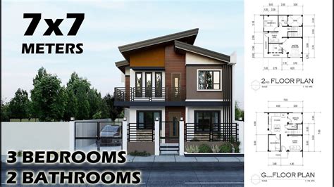 Two Storey House Design 7x7 Meters Youtube