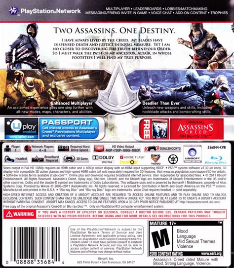 Assassin S Creed Revelations 2011 Playstation 3 Box Cover Art Mobygames