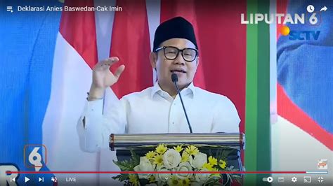 3 Pernyataan Cak Imin Dalam Pidato Deklarasi Jadi Bakal Cawapres Anies