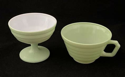 Hazel Atlas Moderntone Platonite Pastel Green Sherbet Dish And Cup Lot Of 2 Ebay Pastel Green