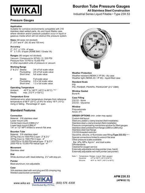 Pressure Gauge - WIKA | PDF