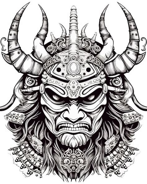 Premium Vector | A drawing of a demon with horns and horns.