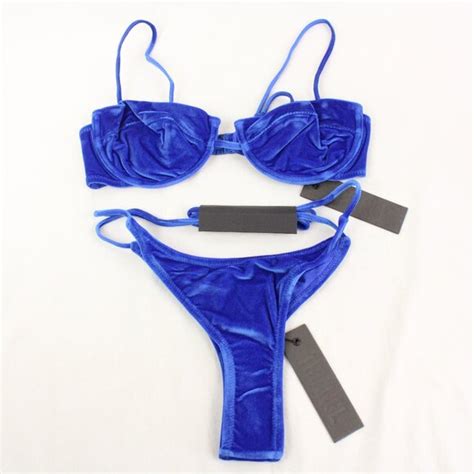 Triangl Swimwear Swim Nwt Triangl Mala Navi Bikini Top Small Bikini Bottom Xs In Blue Velvet