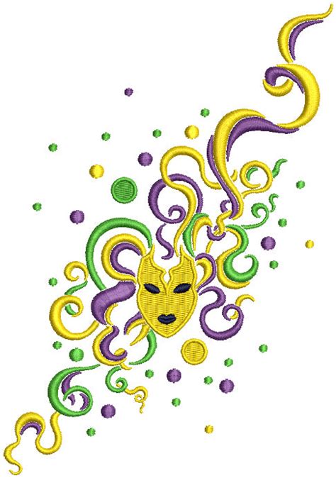 Mardi Gras Fancy Hair Mask Filled Machine Embroidery Design Digitized