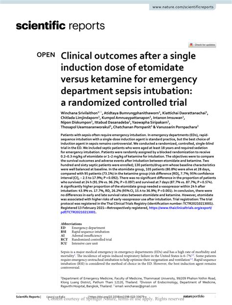 (PDF) Clinical outcomes after a single induction dose of etomidate ...