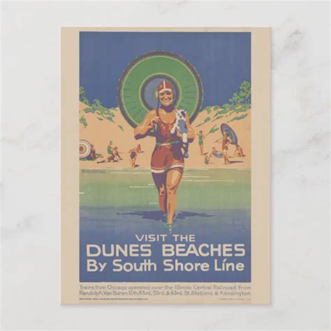 Vintage Indiana Dunes State Park Travel Postcard | Zazzle