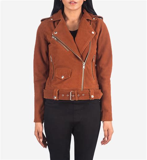 Women S Alison Brown Suede Leather Jacket Marko Woolen Leather