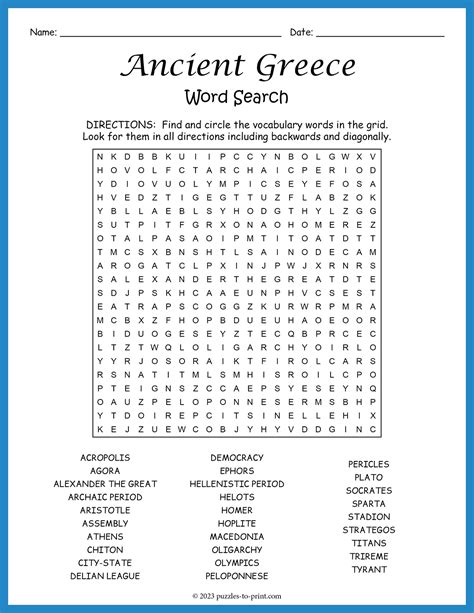 Ancient Greece Word Search