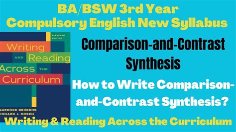 Comparison And Contrast Synthesis Argument Synthesis Babsw 3rd