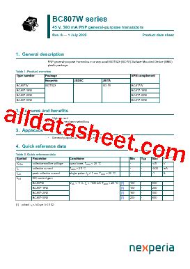 5B Marking BC807 25W Datasheet PDF Nexperia B V All Rights Reserved