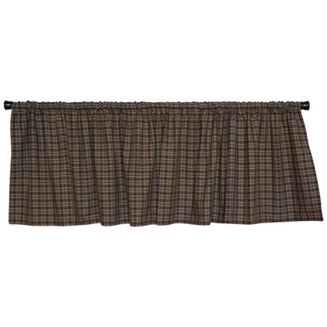 Black And Tan Plaid Valance Retro Barn Country Linens