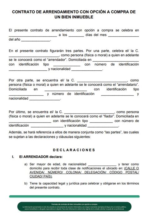 Contrato De Arrendamiento Con Opcion A Compra Venta Actualizado Enero