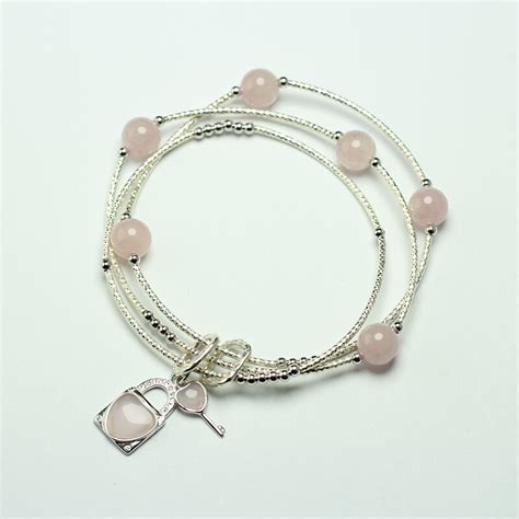 Sinya Pulsera De Cuarzo Rosa Para Mujer De Plata De Ley El Mejor