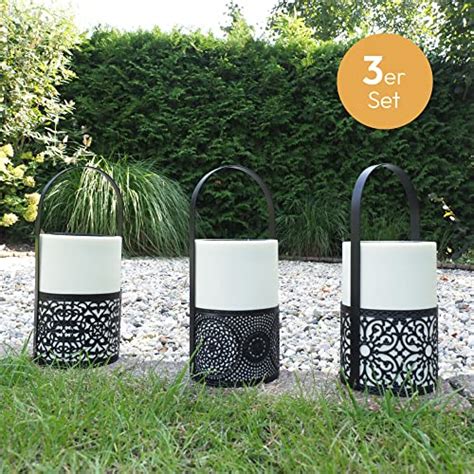 Gadgy Solar Led Kerzen Outdoor Set mit 3 Stück Gartenlaternen für