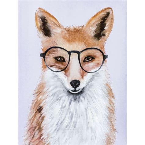 Fox Wearing Glasses Canvas Wall Art At Home