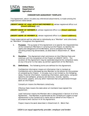 Consortium Agreement TEMPLATE Doc Template | pdfFiller