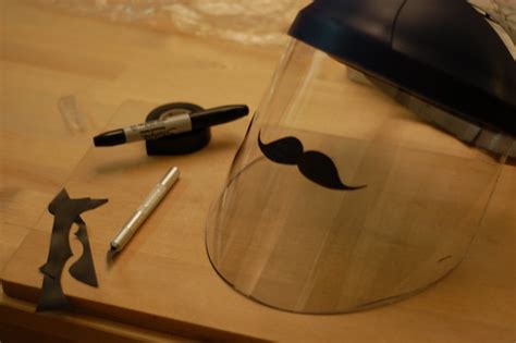 Moustachio’d face shield | The making of my white elephant g… | Flickr