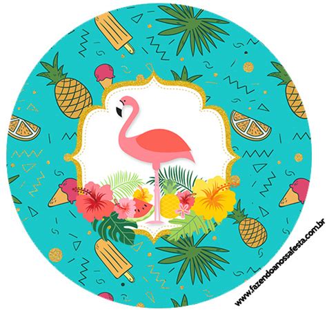 Rotulo Latinhas Toppers E Tubete Flamingo Tropical Fazendo A Nossa Festa