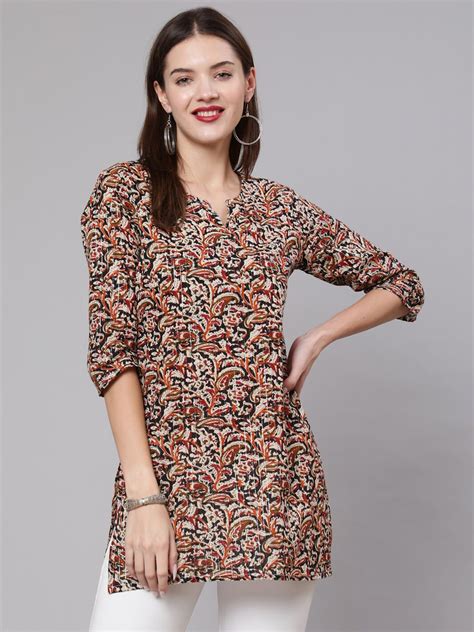 Buy Nayo Brown And Red Printed Tunic Tunics For Women 20353584 Myntra