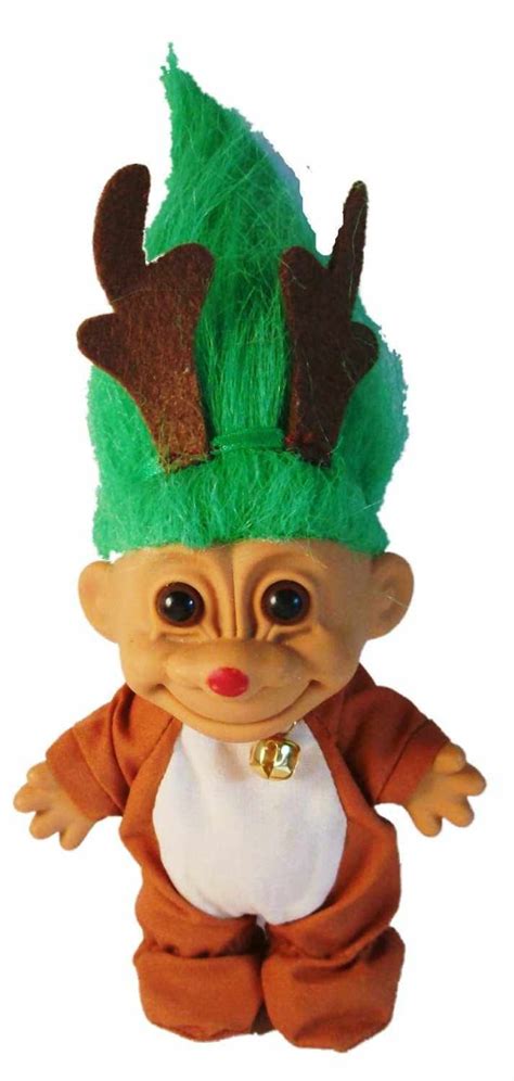 Troll Doll Reindeer Christmas Troll Green Hair Russ Vintage Etsy