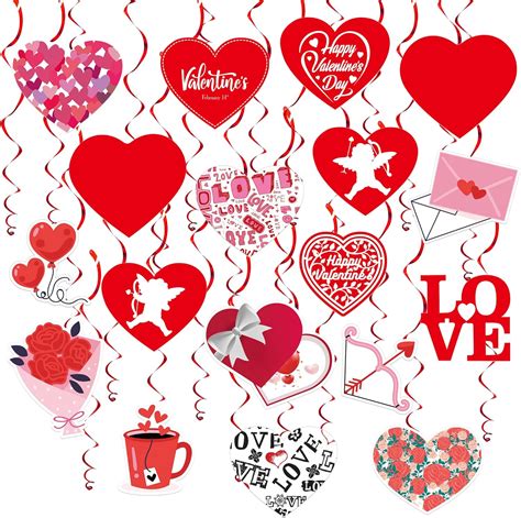 Katchon Valentines Day Hanging Swirls Large Pack Of 30