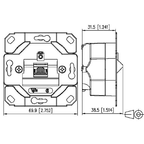 Metz Connect 130C381200 I 90 Anschlussdose C6A UP0 2xRJ45 UP0 TN