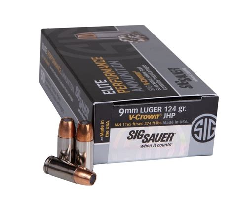 Sig Sauer E Mma Elite V Crown Mm Luger Gr Jacketed Hollow Point