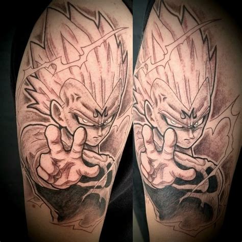 Majin Vegeta In Leg Tattoos Portrait Tattoo Tattoos