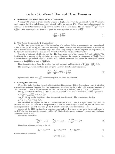 2D Wave Equation | PDF | Wave Equation | Tension (Physics)