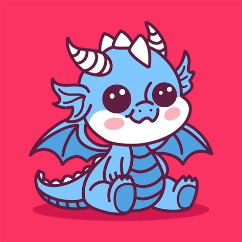 Cute Dragon 2D cartoon character clipart | Premium AI-generated vector