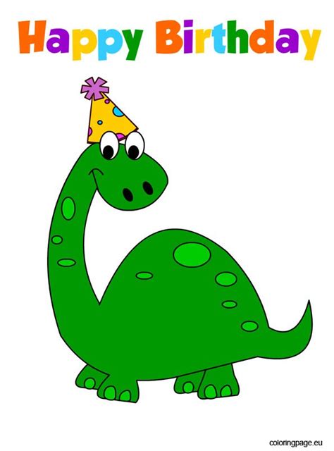 Dinosaur Birthday Coloring Page