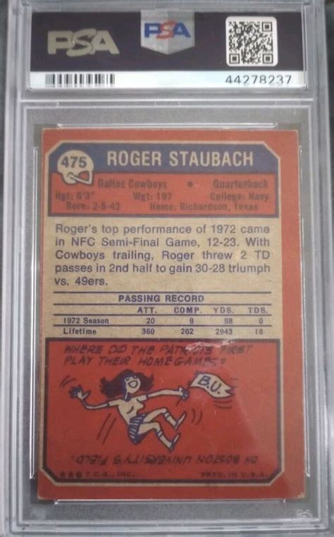 Roger Staubach Hof Signed Topps Football Card Psa Dna