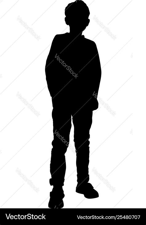 Boy child teenager silhouette Royalty Free Vector Image