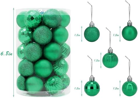 34-Piece Christmas Glitter Ball Ornaments (1.5") Xmas Tree Decorations ...