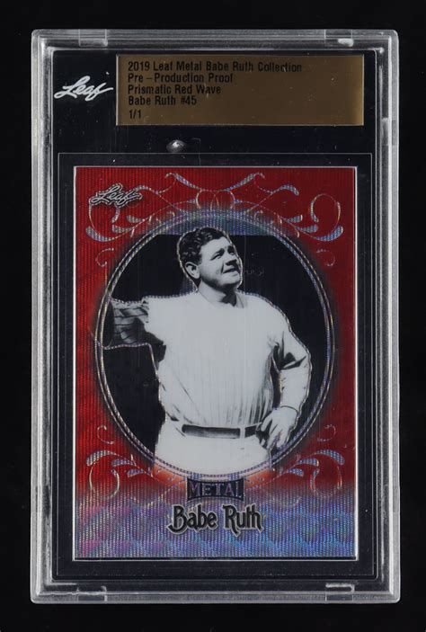 Babe Ruth Leaf Metal Babe Ruth Collection Prismatic Red Wave Pre Production Proof