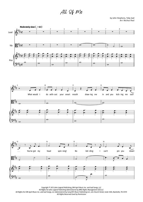 All Of Me Sheet Music John Legend Performance Ensemble