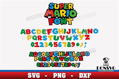 Super Mario Alphabet SVG PNG DXF files for Cricut Mario Bros Font TTF ...