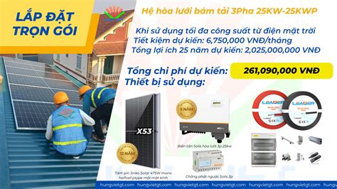 Combo Lắp đặt Trọn Gói điện Mặt Trời 3p 25kw Hệ Gia đình