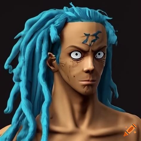 Detailed Art Of Luffy Character With Blue Gold Dreadlocks On Craiyon