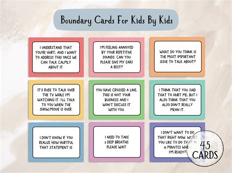 45 Printable Boundary Cards For Kids By Kids Setting Boundaries