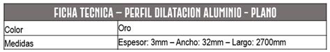 Perfil Dilataci N Aluminio Plano X X Mm Oro The