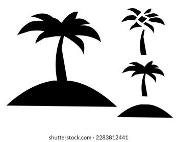 Black Palm Tree Island Vector Stock Vector Royalty Free