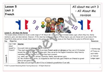 French All About Me Revision Lesson By Blossoming Minds Tpt