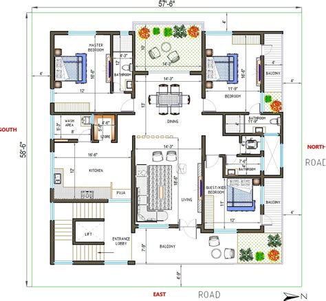 Bhk Flat Plan North Facing Kane Collins