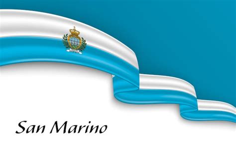 Premium Vector Waving Ribbon With Flag Of San Marino