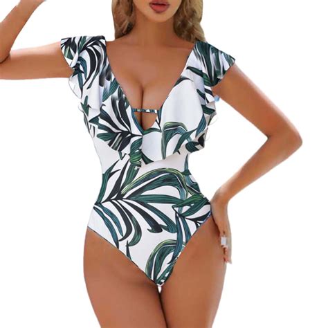 Loasebue Sexy Swimsuit Women European And American Bikini Leaf Print